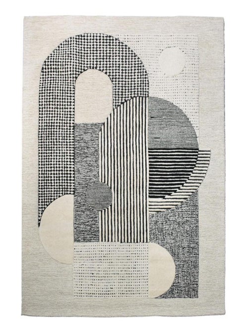 Tapis salon et chambre ASOLA, fait à la main motif géométrique - Kiabi