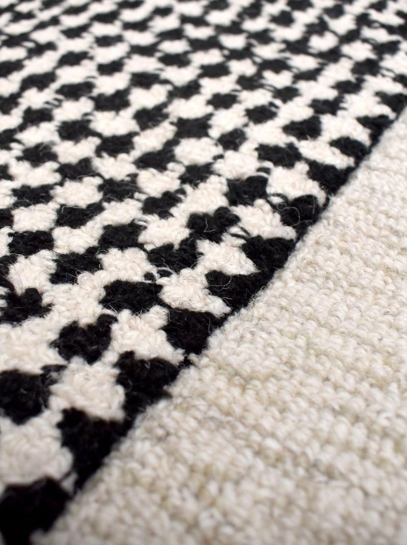 Tapis salon et chambre ASOLA, fait à la main motif géométrique Ecru - Kiabi
