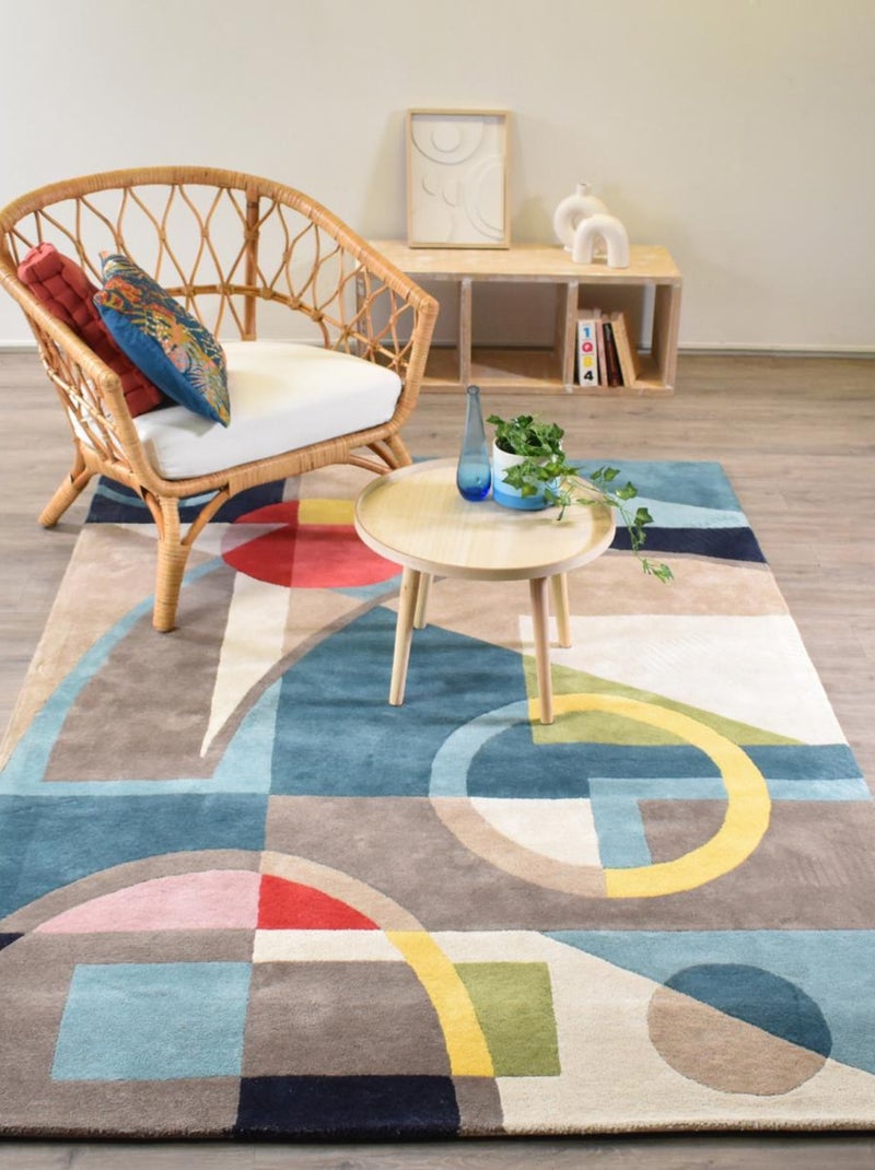 Tapis salon et chambre fait à la main en coton BIO CONTEMPORAIN Multicolore - Kiabi