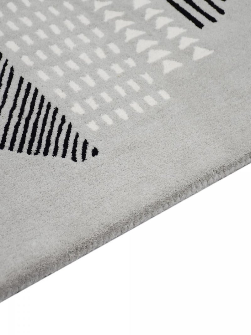 Tapis salon et chambre fait à la main en laine DECO STYLE Gris - Kiabi