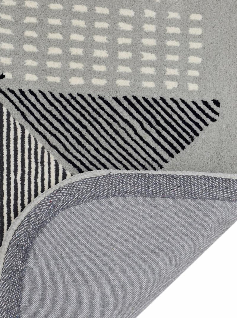 Tapis salon et chambre fait à la main en laine DECO STYLE Gris - Kiabi