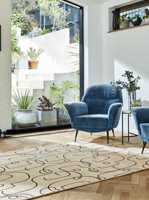 Tapis salon et chambre fait à la main en laine motif abstrait EPSILON - Kiabi