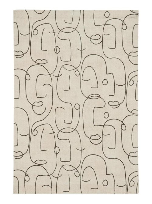 Tapis salon et chambre fait à la main en laine motif abstrait EPSILON - Kiabi