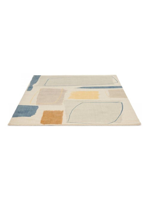 Tapis salon et chambre fait à la main en laine motif abstrait PAPYA - Kiabi