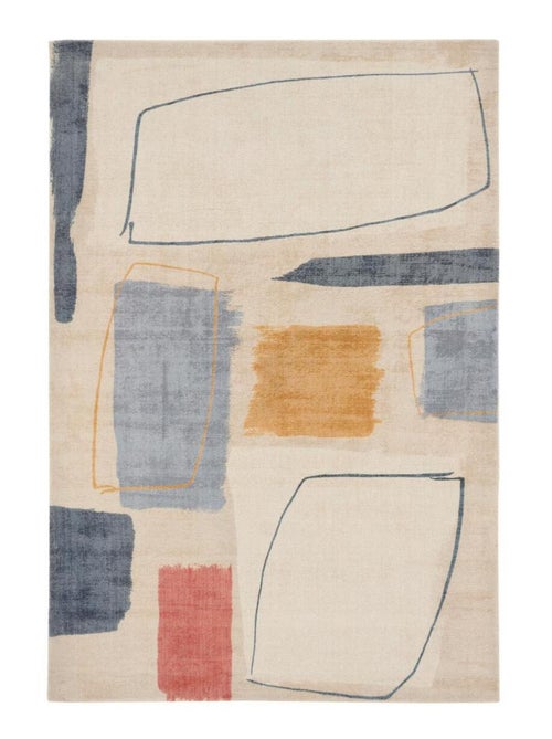 Tapis salon et chambre fait à la main en laine motif abstrait PAPYA - Kiabi