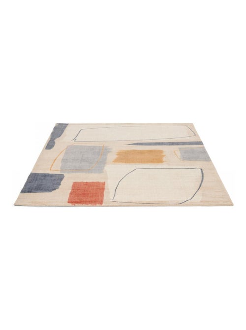 Tapis salon et chambre fait à la main en laine motif abstrait PAPYA - Kiabi