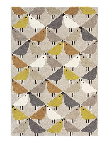 Tapis salon et chambre fait à la main en laine motif animaux LINTU