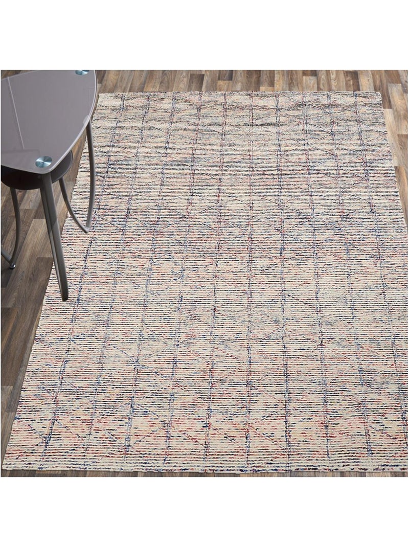 Tapis salon et chambre fait à la main en laine motif faux uni BERNES Multicolore - Kiabi