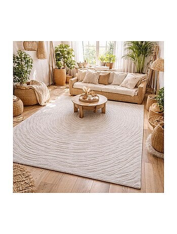 Tapis salon et chambre fait à la main en laine motif faux uni IZ