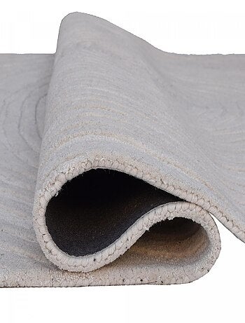 Tapis salon et chambre fait à la main en laine motif faux uni IZ