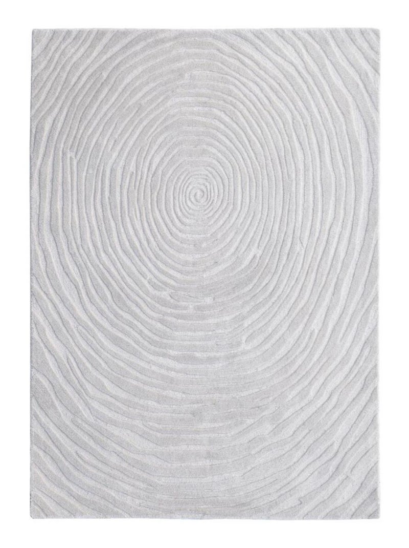 Tapis salon et chambre fait à la main en laine motif faux uni IZ Ecru - Kiabi