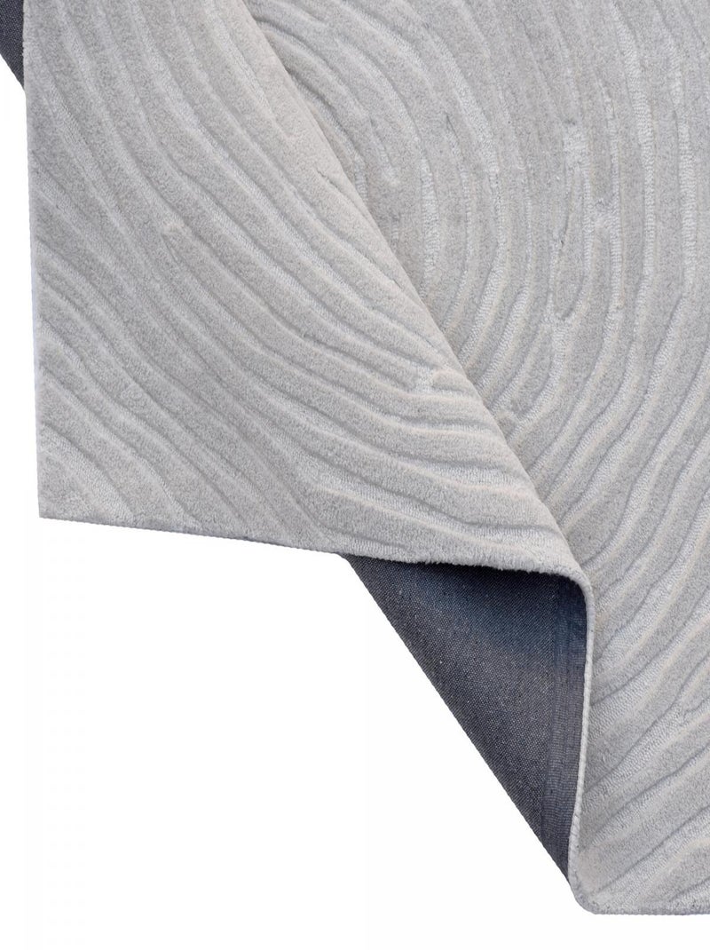 Tapis salon et chambre fait à la main en laine motif faux uni IZ Ecru - Kiabi