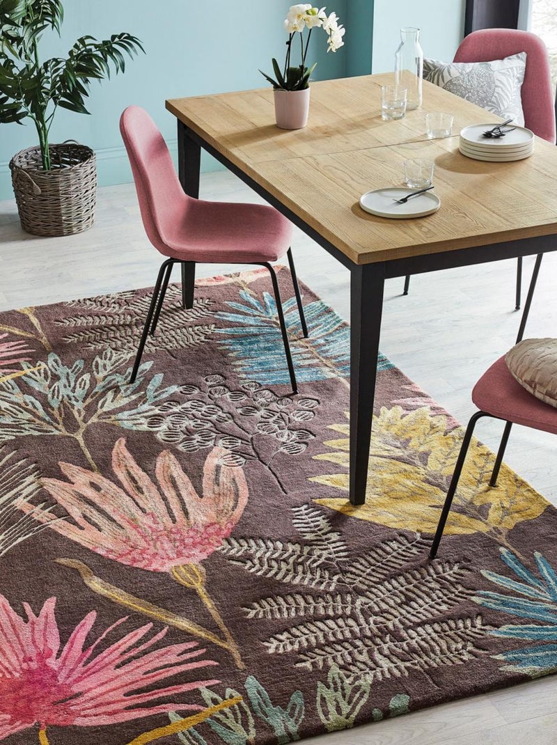 Tapis salon et chambre fait à la main en laine motif floral EPIC Multicolore - Kiabi