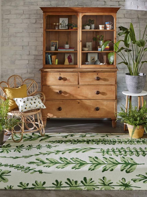 Tapis salon et chambre fait à la main en laine motif floral GREENLEAF - Kiabi