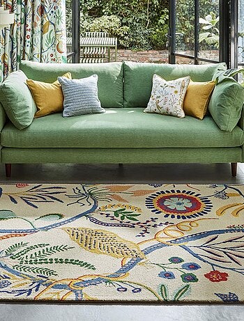 Tapis salon et chambre fait à la main en laine motif floral SAVAGE