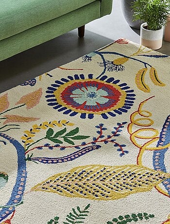 Tapis salon et chambre fait à la main en laine motif floral SAVAGE