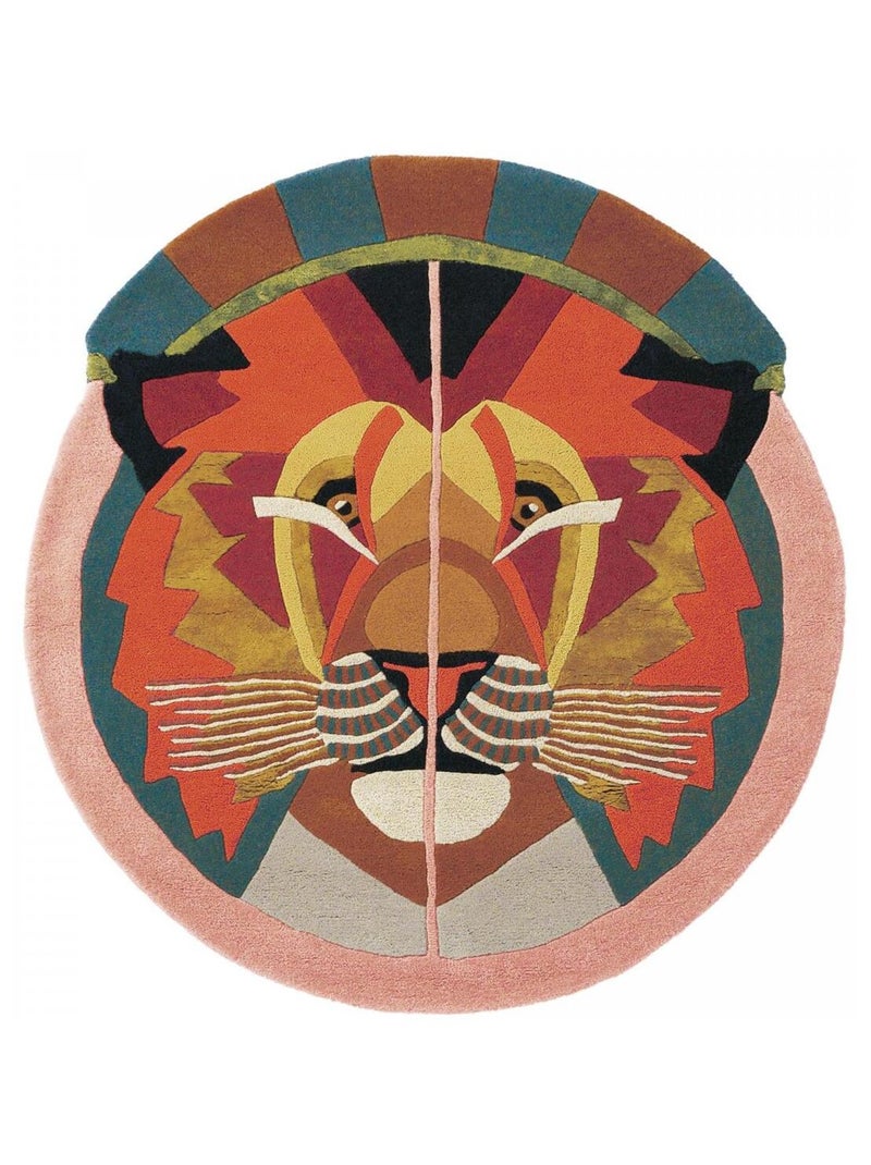 Tapis salon et chambre fait à la main en laine motif fresque ZODIAC Orange - Kiabi