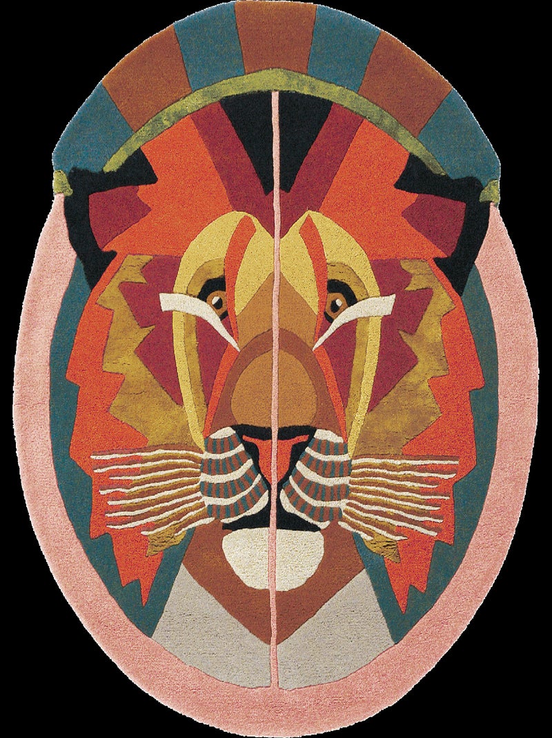 Tapis salon et chambre fait à la main en laine motif fresque ZODIAC Orange - Kiabi