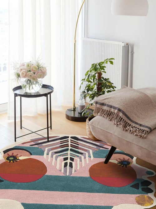 Tapis salon et chambre fait à la main en laine motif fresque ZODIAC - Kiabi