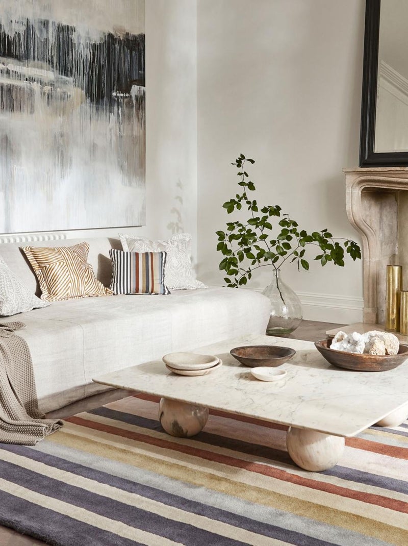 Tapis salon et chambre fait à la main en laine motif géométrique Multicolore - Kiabi