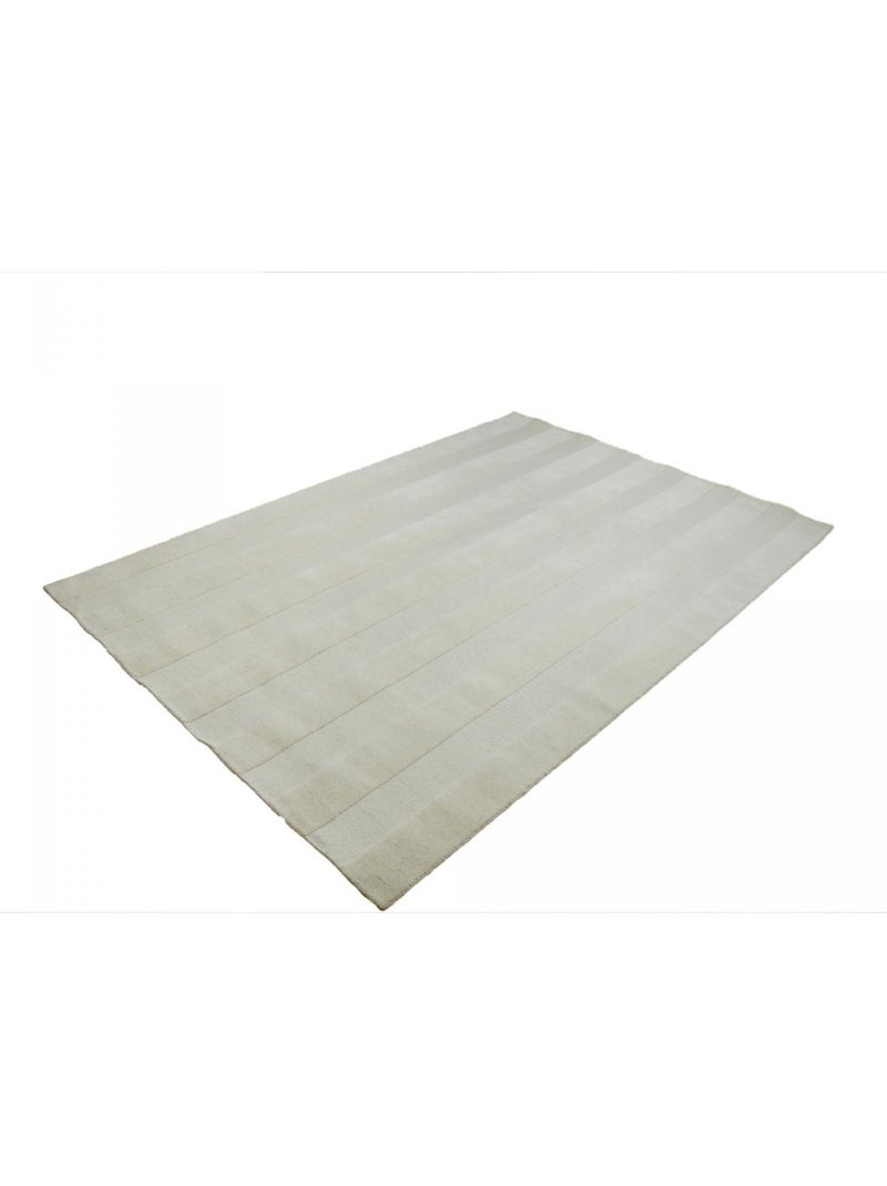 Tapis salon et chambre fait à la main en laine motif uni BANDA Beige - Kiabi