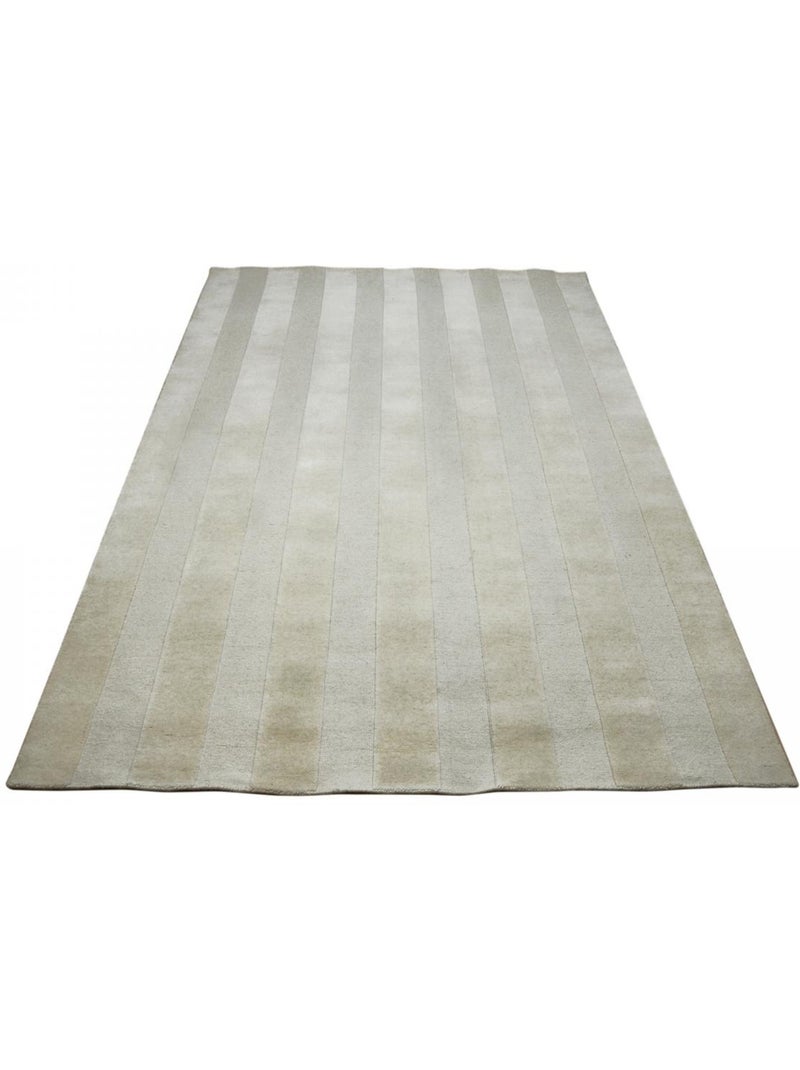 Tapis salon et chambre fait à la main en laine motif uni BANDA Beige - Kiabi