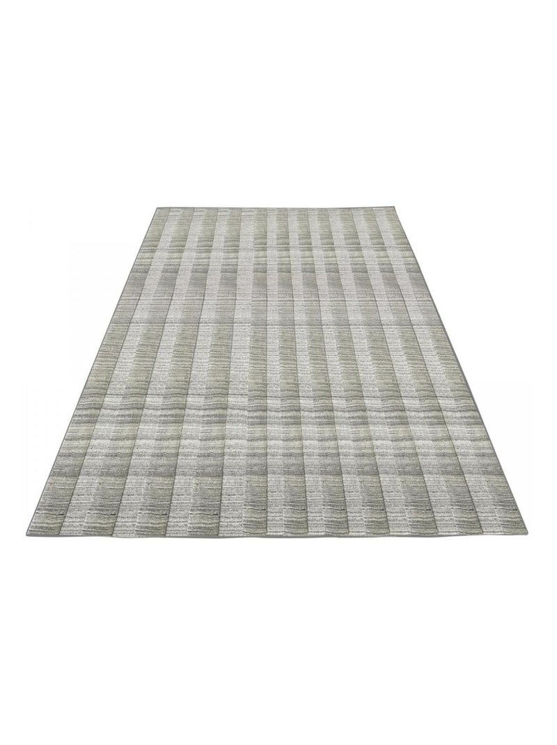 Tapis salon et chambre fait à la main en laine motif uni BANDA Gris - Kiabi