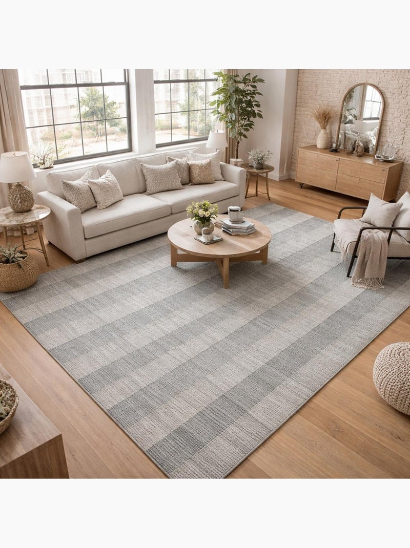 Tapis salon et chambre fait à la main en laine motif uni BANDA Gris - Kiabi