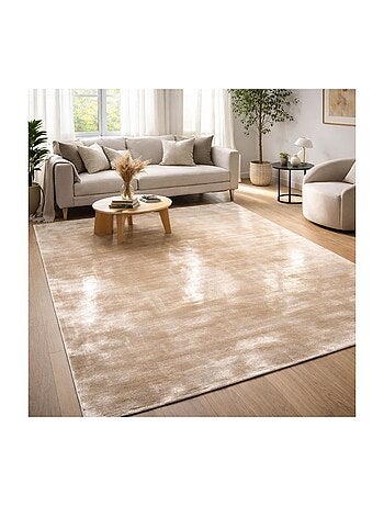 Tapis salon et chambre fait à la main en viscose motif uni NEO +