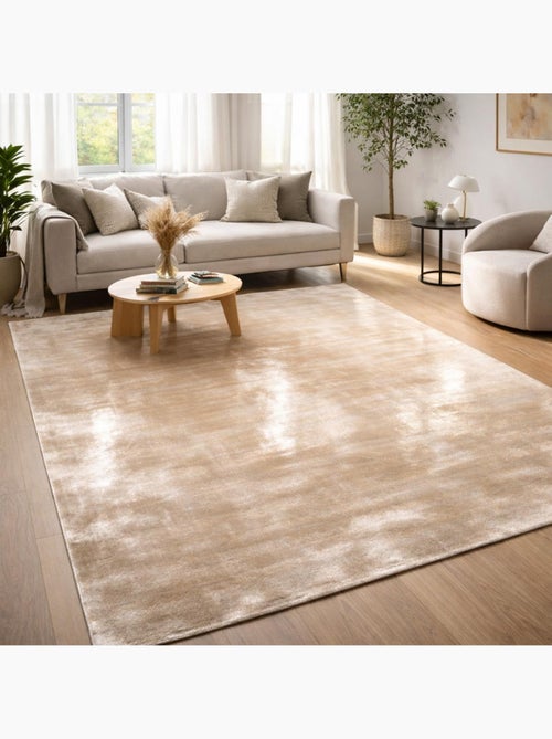 Tapis salon et chambre fait à la main en viscose motif uni NEO + - Kiabi