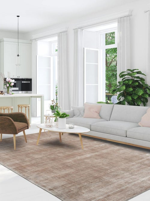 Tapis salon et chambre fait à la main en viscose motif uni NEO + - Kiabi