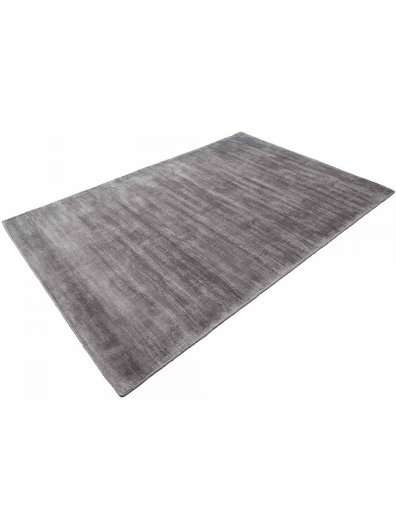 Tapis salon et chambre fait à la main en viscose motif uni NEO + Gris - Kiabi