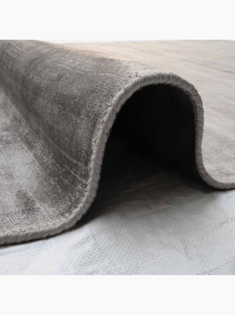Tapis salon et chambre fait à la main en viscose motif uni NEO + Gris - Kiabi