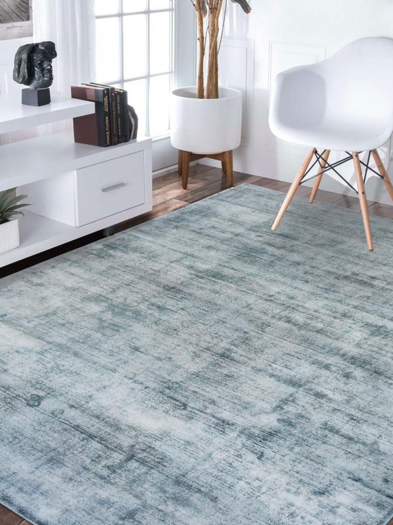 Tapis salon et chambre fait à la main en viscose motif uni NEO + Vert - Kiabi