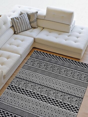Tapis salon et chambre fait à la main motif ethnique ZIGZOU