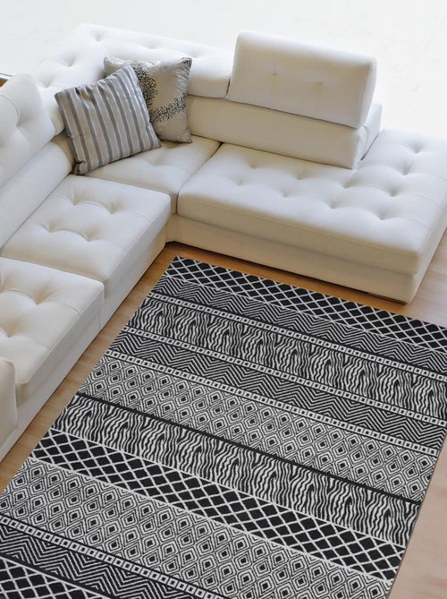 Tapis salon et chambre fait à la main motif ethnique ZIGZOU - Kiabi