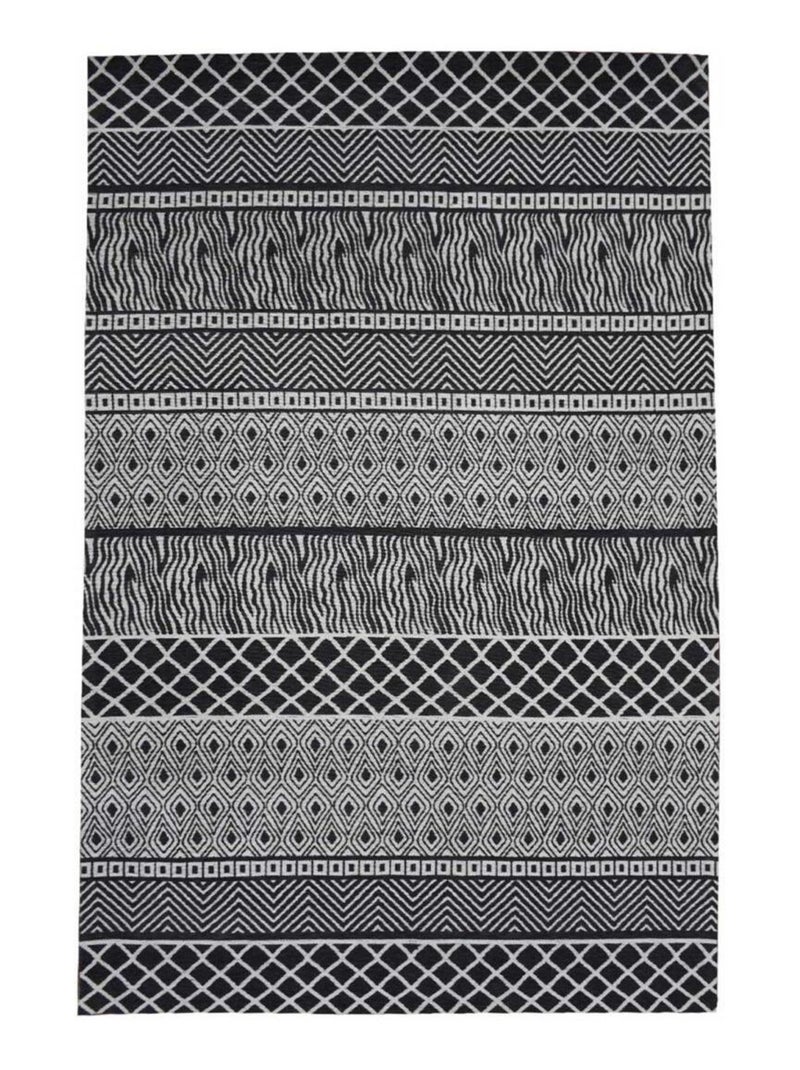 Tapis salon et chambre fait à la main motif ethnique ZIGZOU Gris - Kiabi