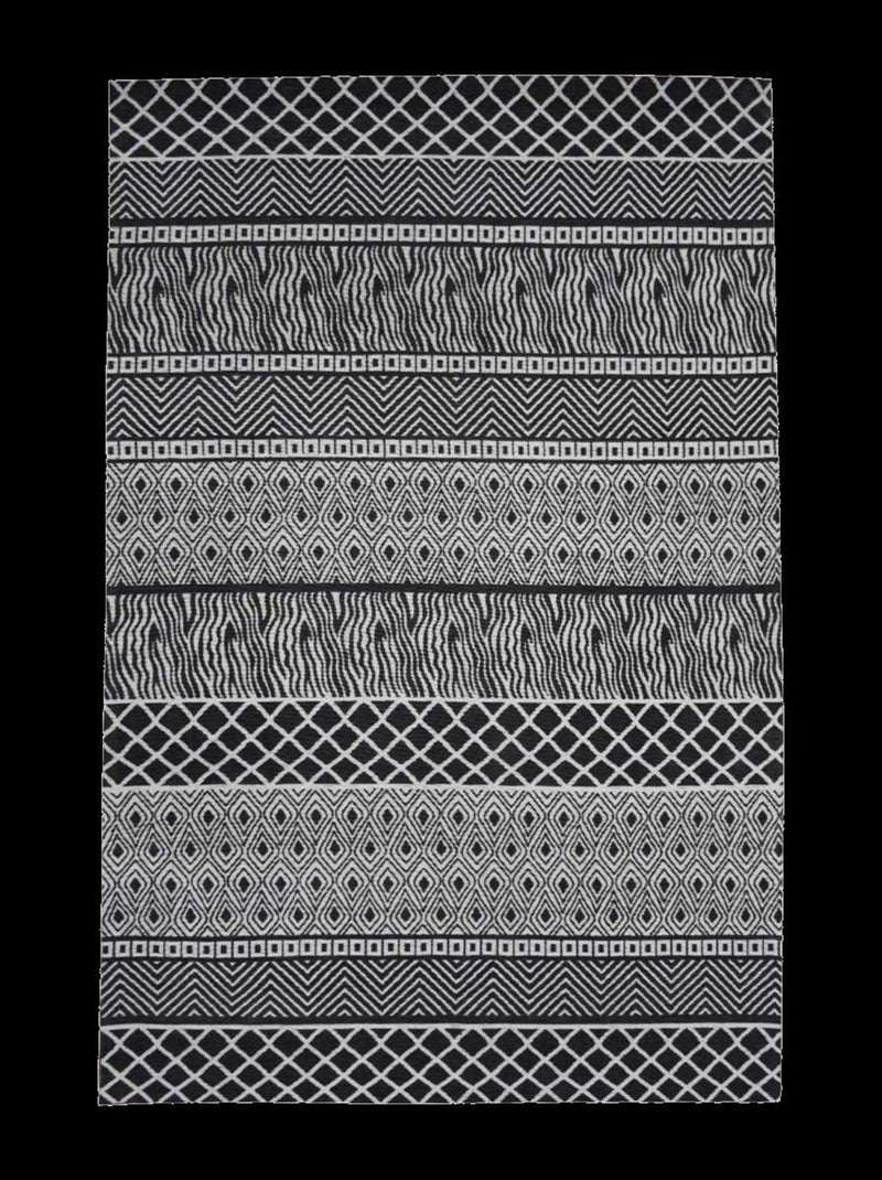 Tapis salon et chambre fait à la main motif ethnique ZIGZOU Gris - Kiabi