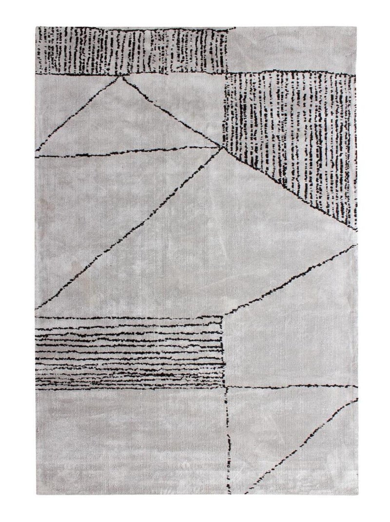 Tapis salon et chambre fait à la main motif géométrique RAGGAL Gris - Kiabi