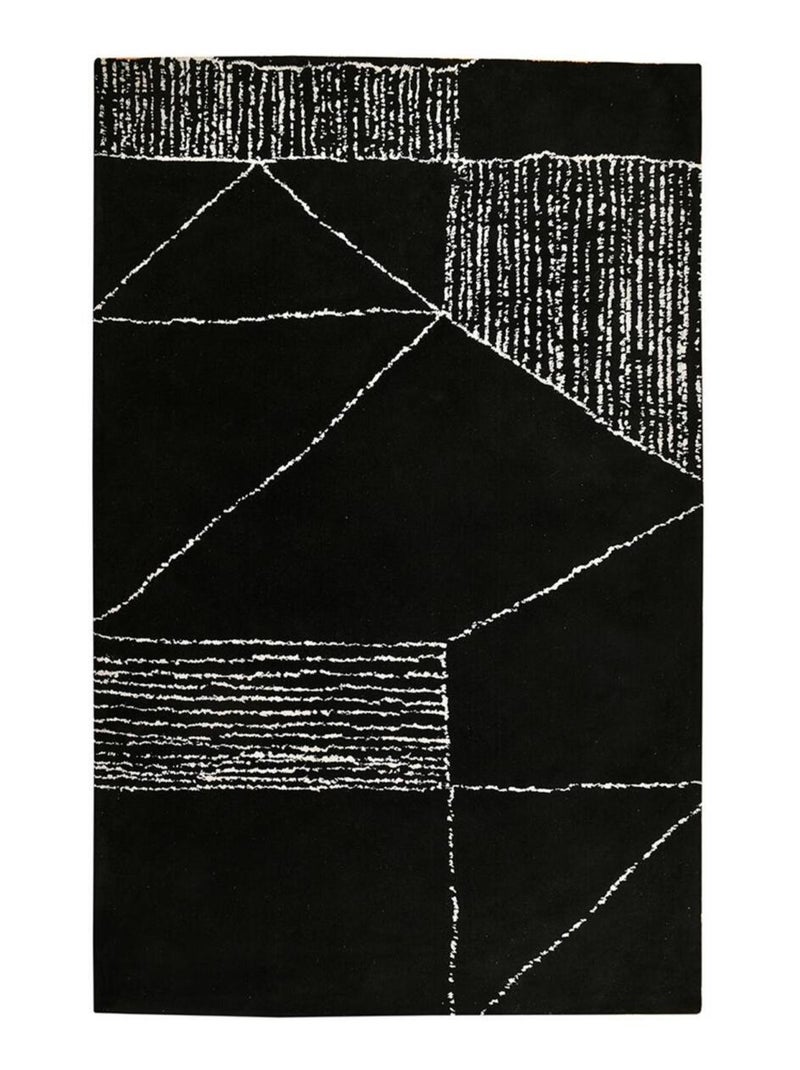 Tapis salon et chambre fait à la main motif géométrique RAGGAL Noir - Kiabi
