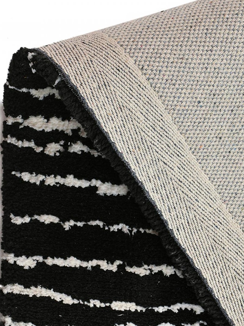 Tapis salon et chambre fait à la main motif géométrique RAGGAL Noir - Kiabi