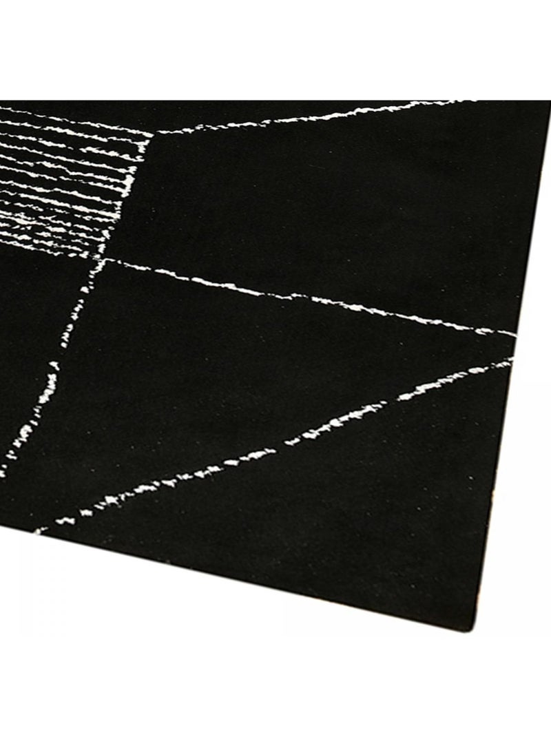Tapis salon et chambre fait à la main motif géométrique RAGGAL Noir - Kiabi