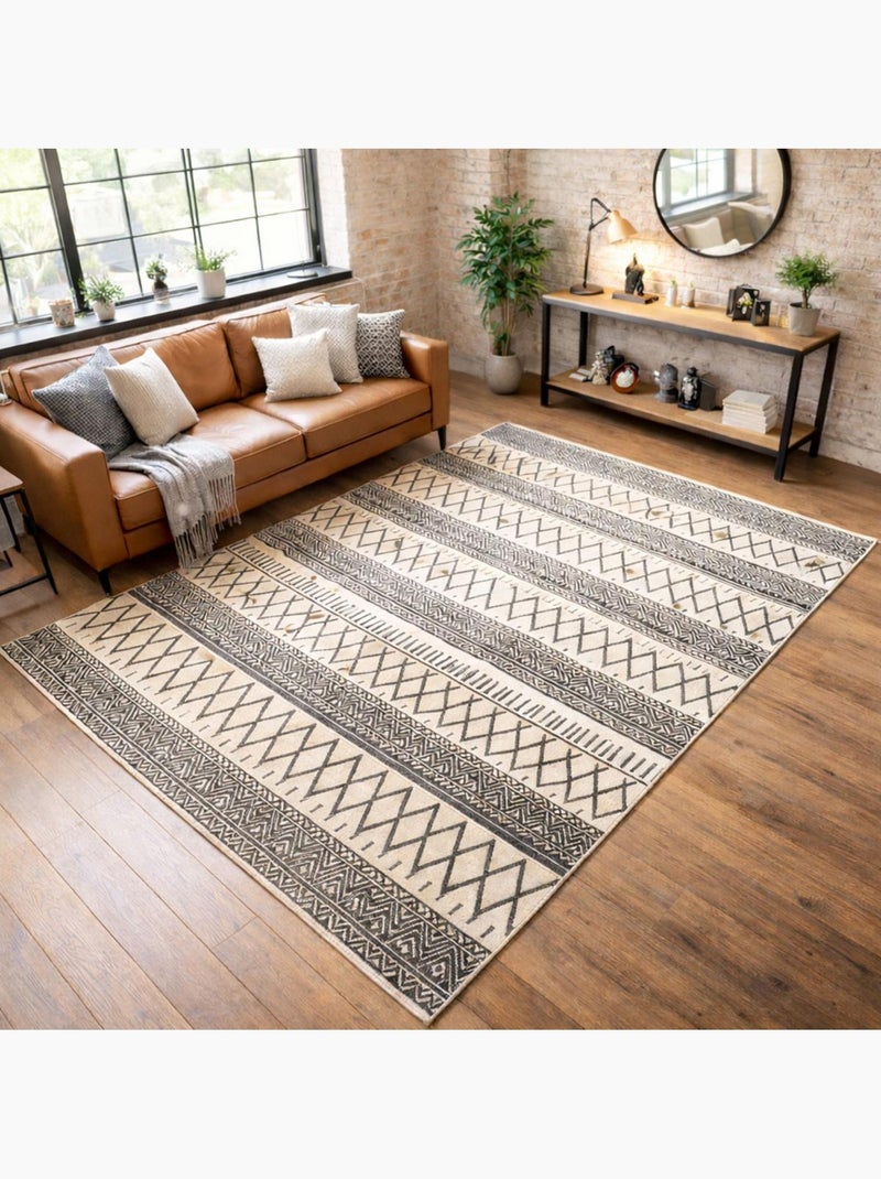 Tapis salon et chambre fait à la main motif scandinave PANATA Gris - Kiabi