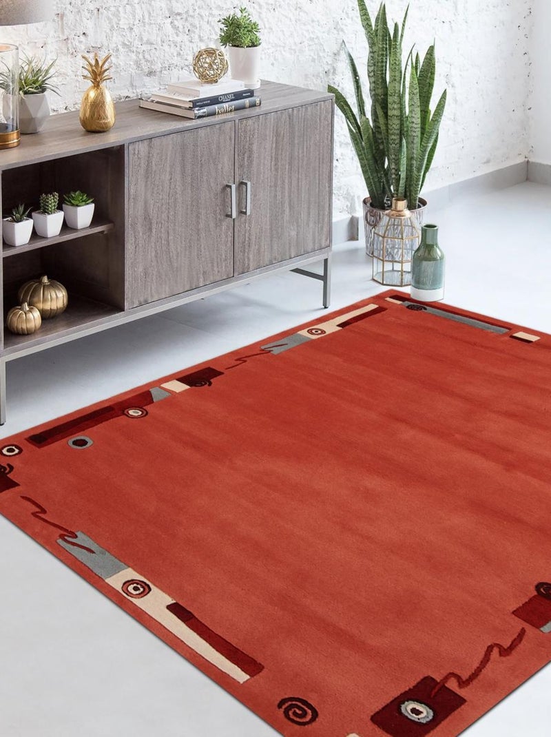 Tapis salon et chambre fait main en acrylique motif abstrait Rouge - Kiabi