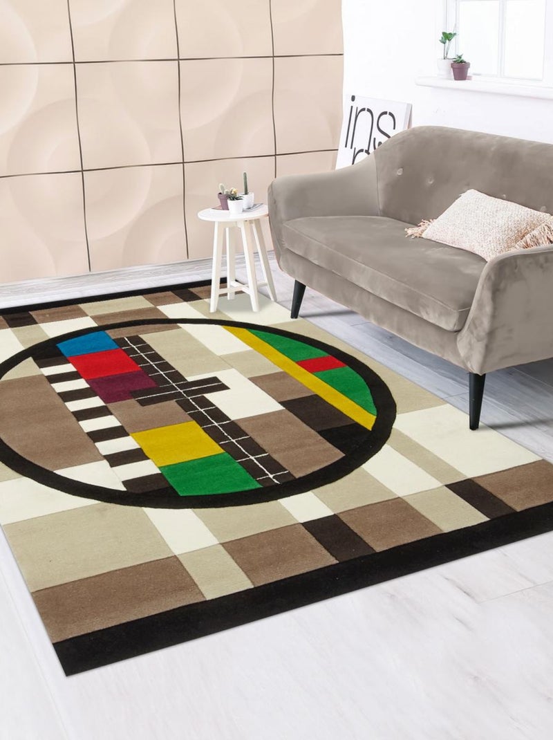 Tapis salon et chambre fait main en acrylique motif géométrique MIRE Multicolore - Kiabi