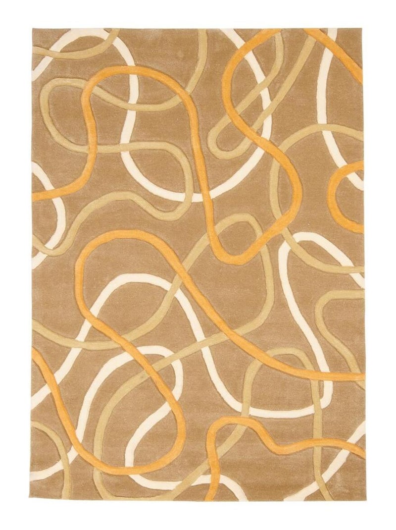Tapis salon et chambre fait main en acrylique motif rond COMON Beige - Kiabi