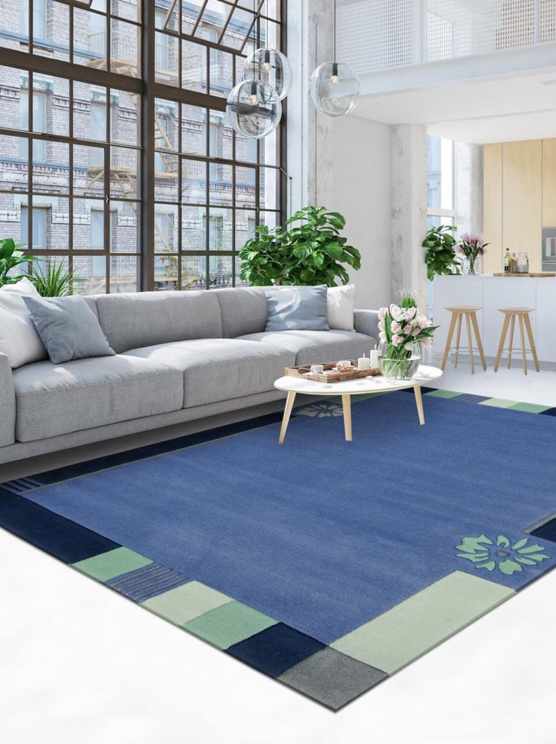 Tapis salon et chambre fait main en acrylique PURELIVING Bleu - Kiabi