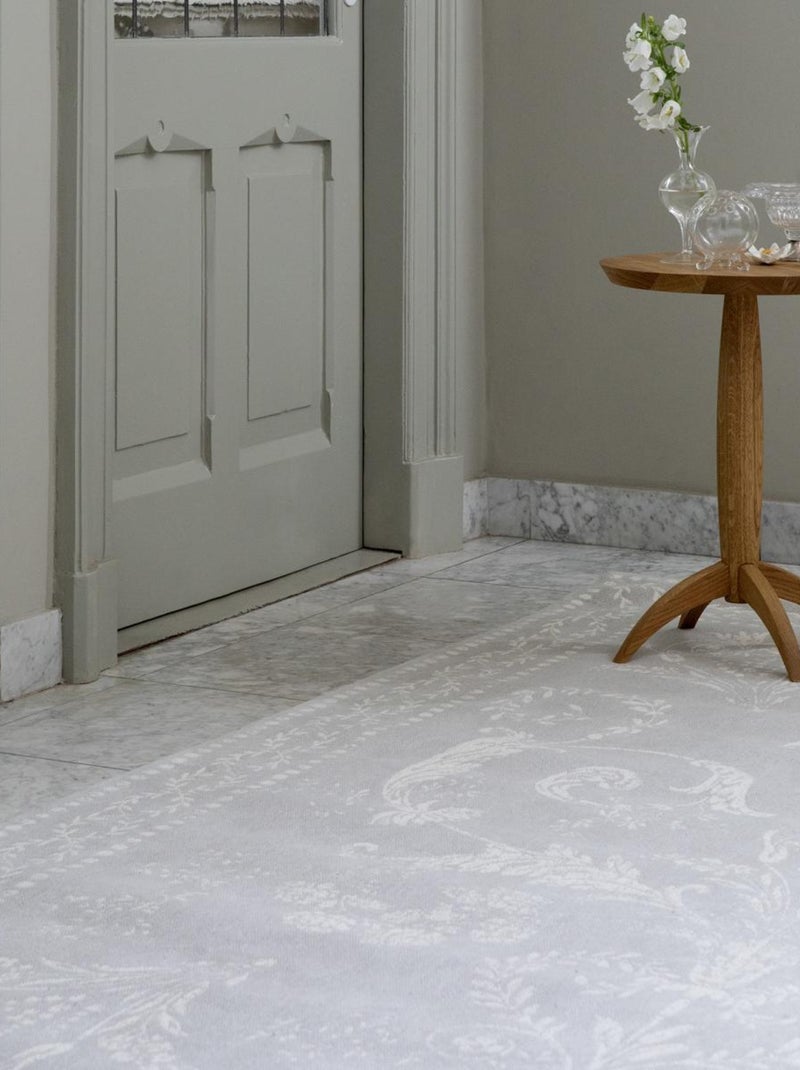 Tapis salon et chambre fait main en coton motif floral JOSETTE Gris - Kiabi