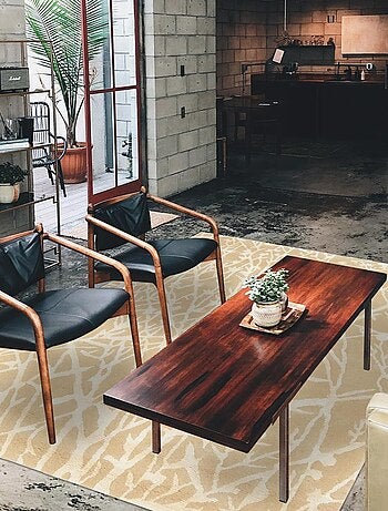 Tapis salon et chambre fait main en laine motif abstrait MEANDOW
