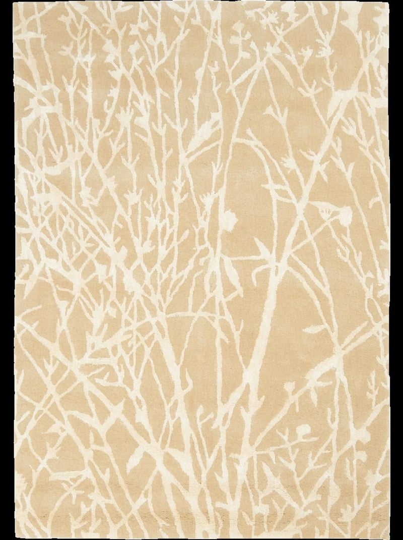Tapis salon et chambre fait main en laine motif abstrait MEANDOW Beige - Kiabi